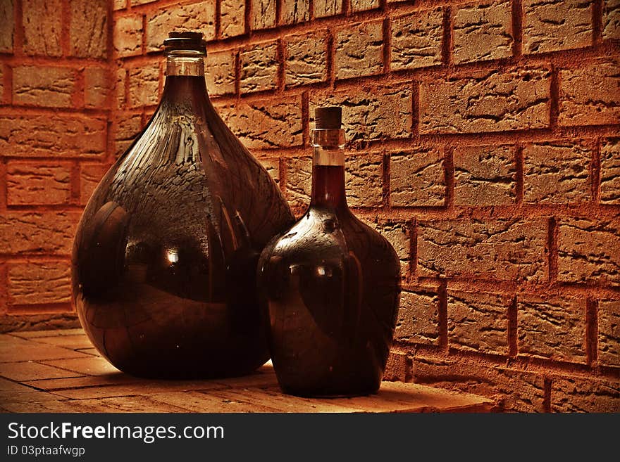 Demijohns In Wine Celler