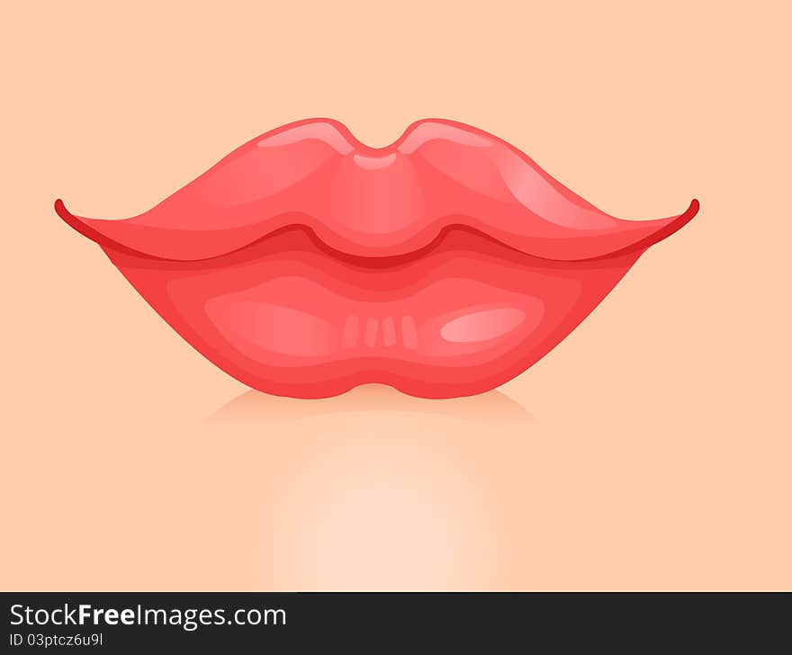 Illustration of girl's pink lips. Illustration of girl's pink lips.