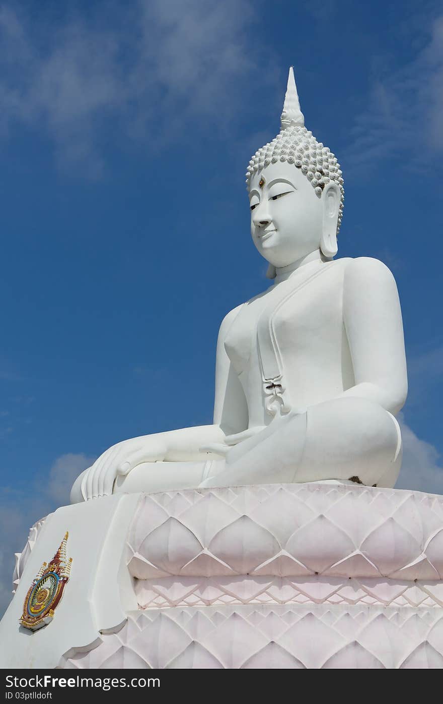 The Big white Buddha image Taken in Pasak Dam park , Thailand