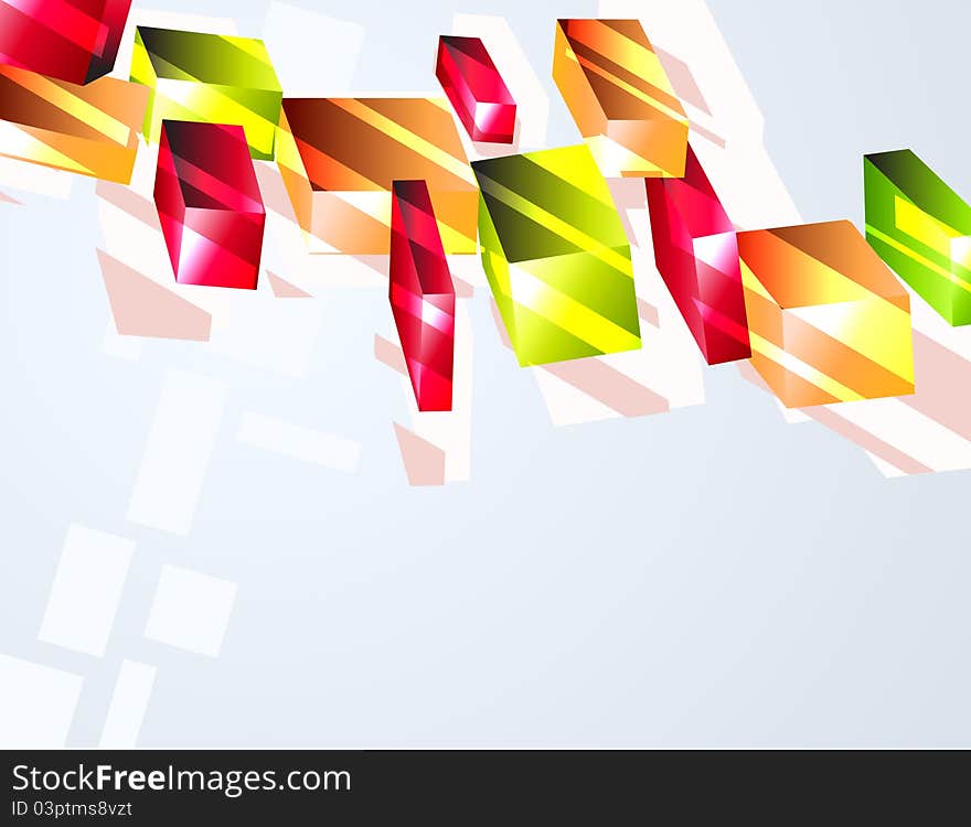 3d bright abstract background with red and green elements