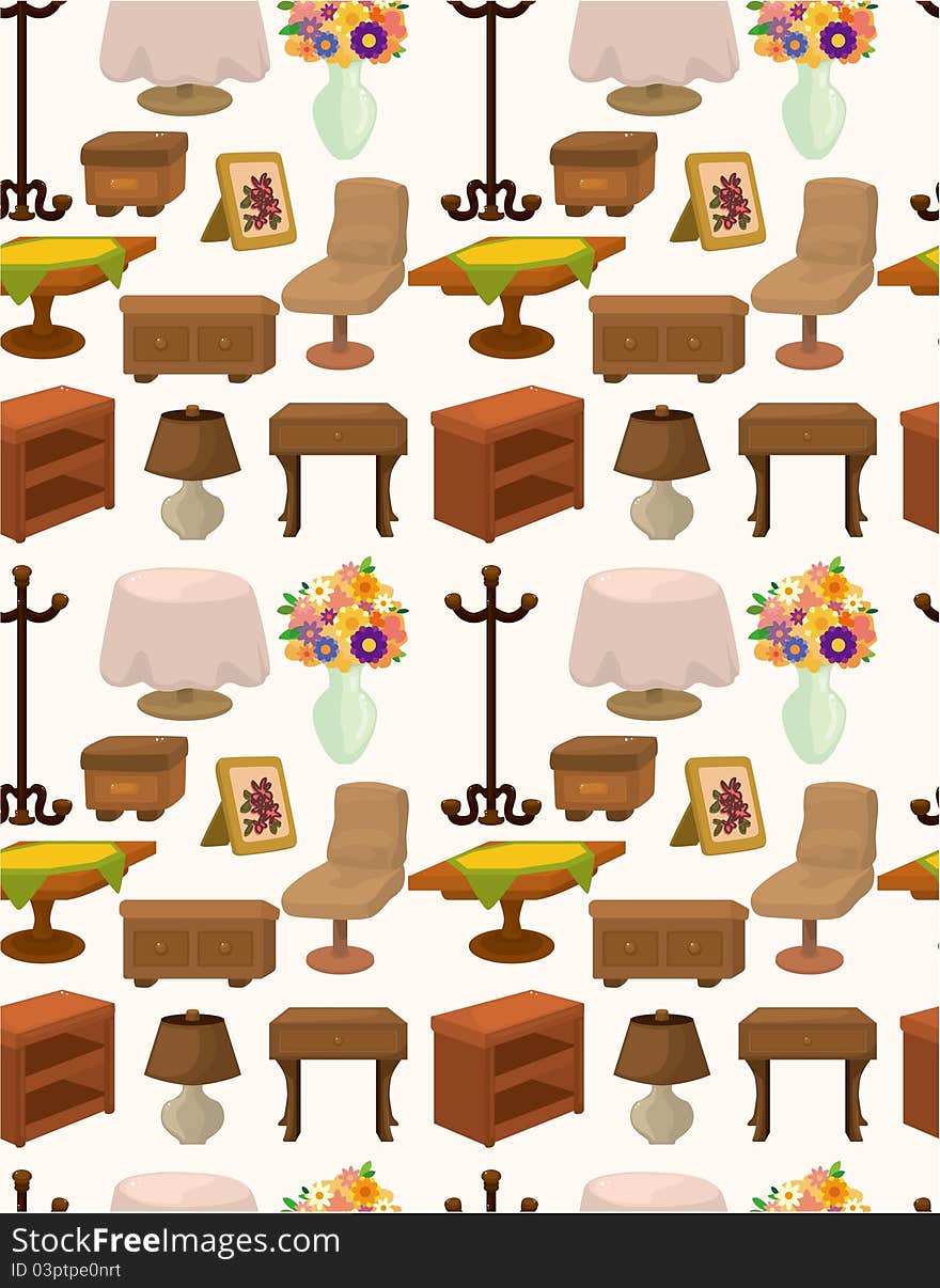 Cartoon Furniture seamless pattern