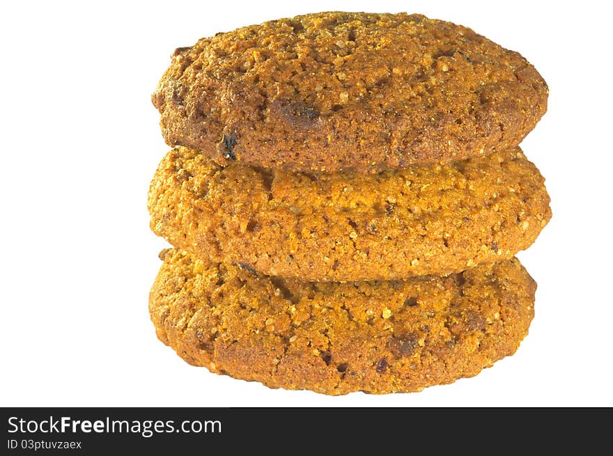 Towel of three oatmeal cookies. Towel of three oatmeal cookies