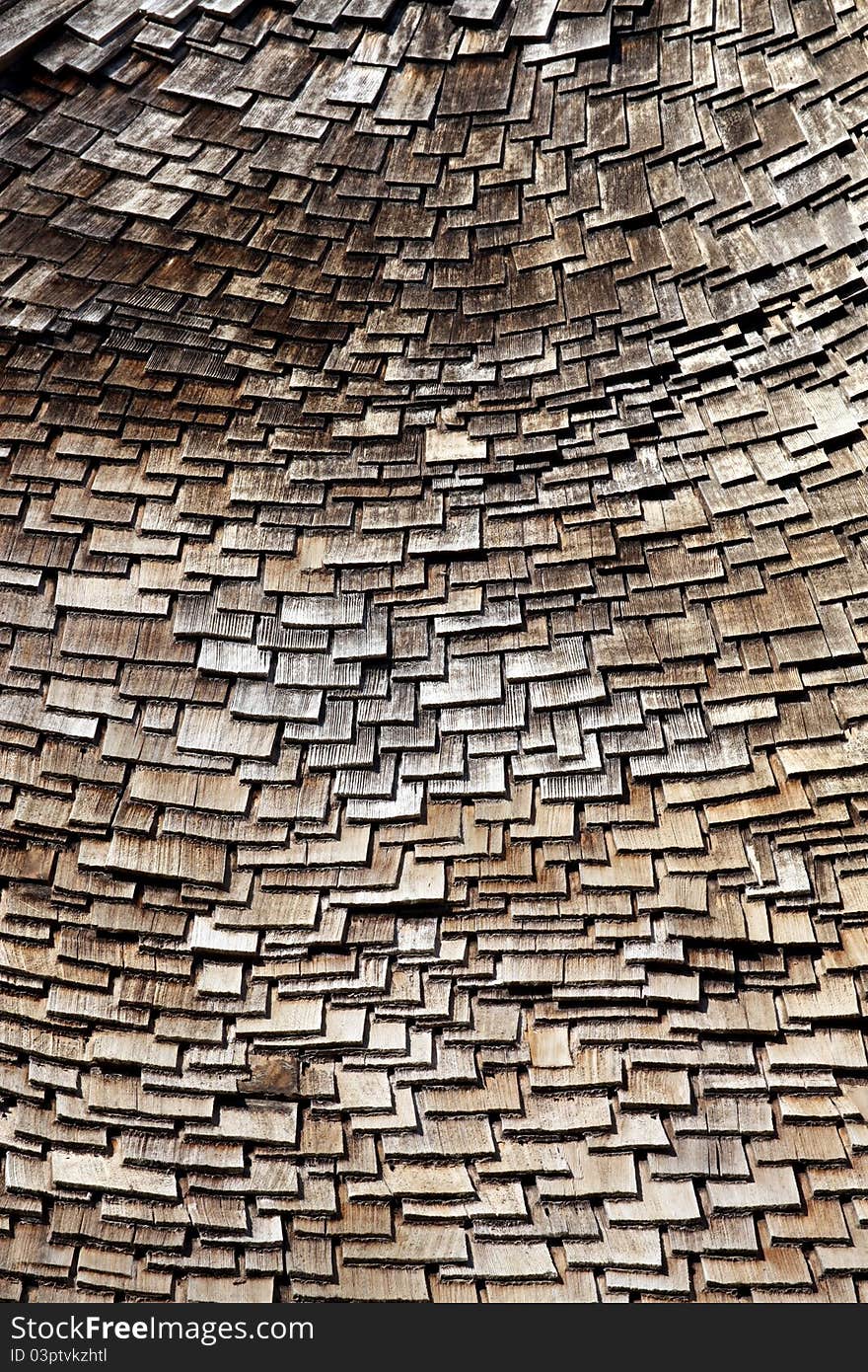 Randomly Organized Roof Wooden Tiles of the Chapel in Sea Ranch, on the Sonoma-Mendocino coast.