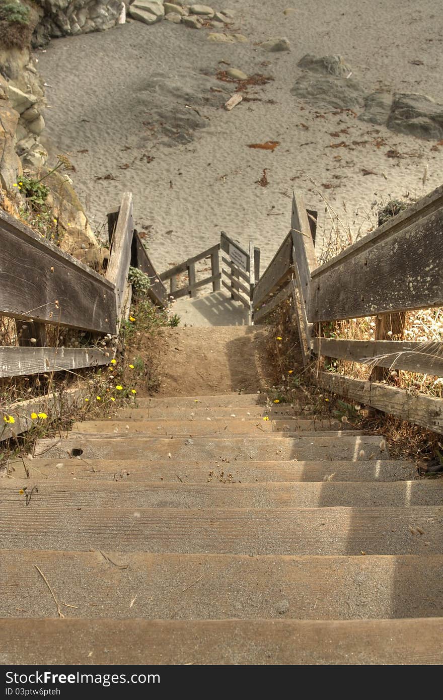 Steep stairs down to the beach, on the Sonoma-Mendocino coast.