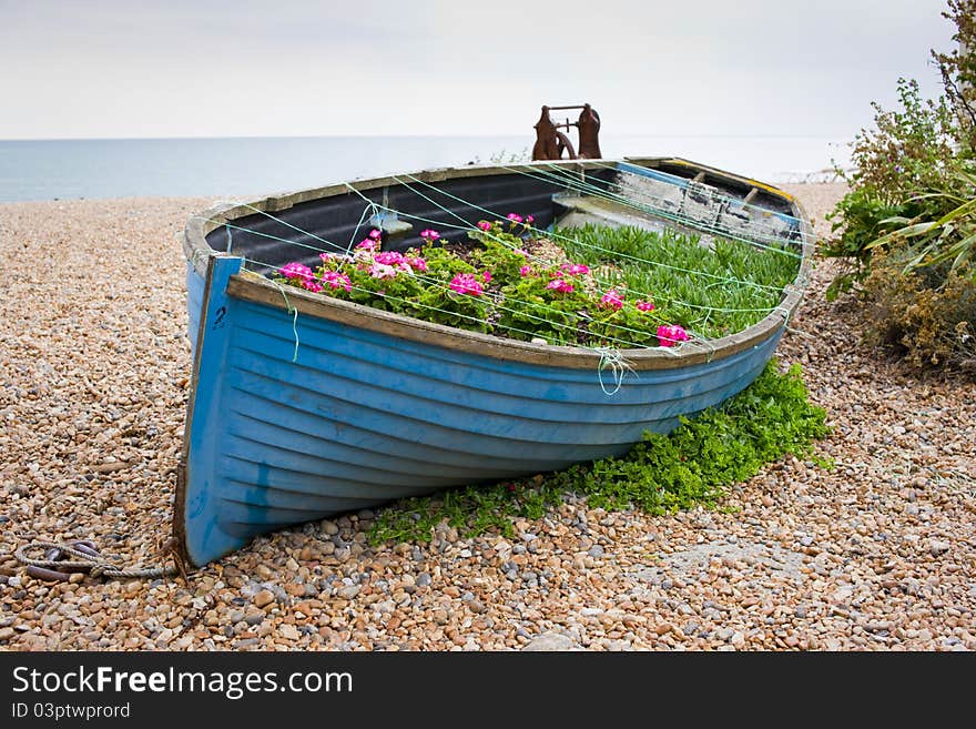 Boat with flowers in it