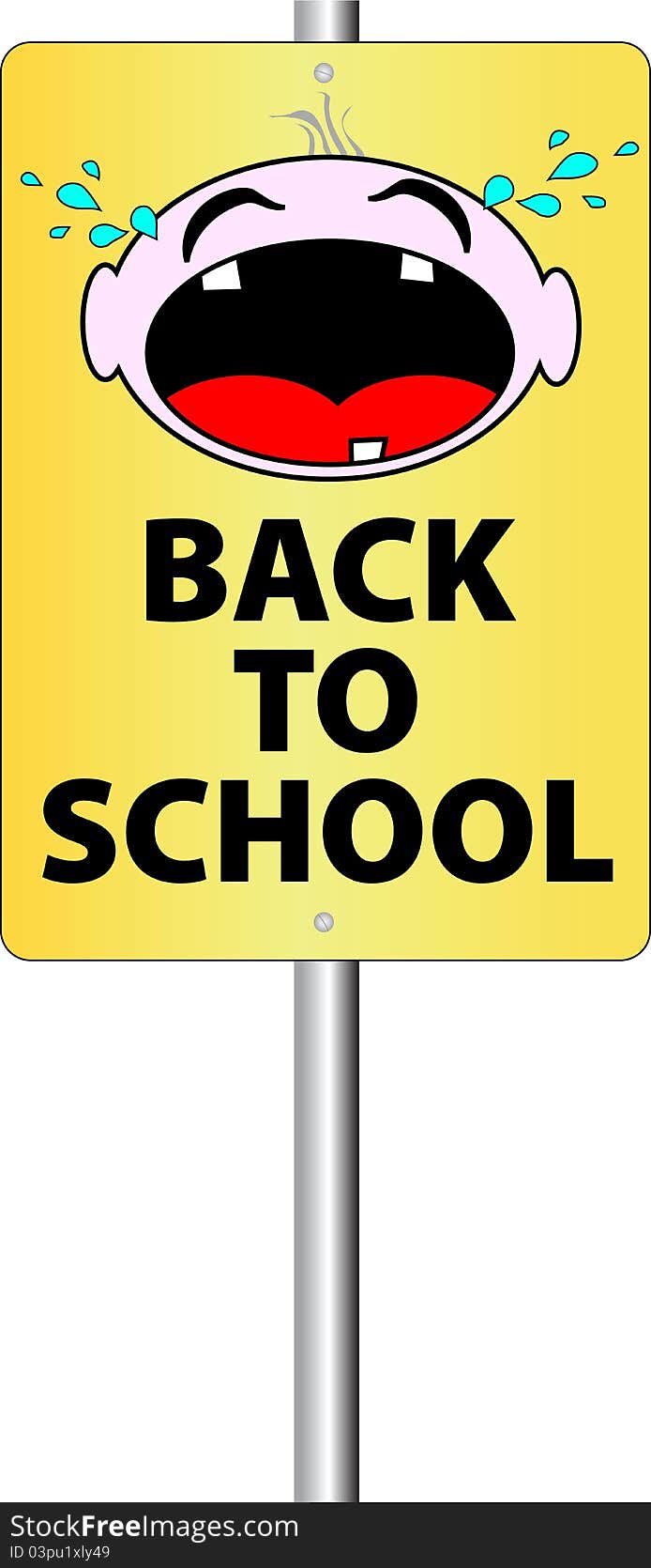 Back to school sign with crying child