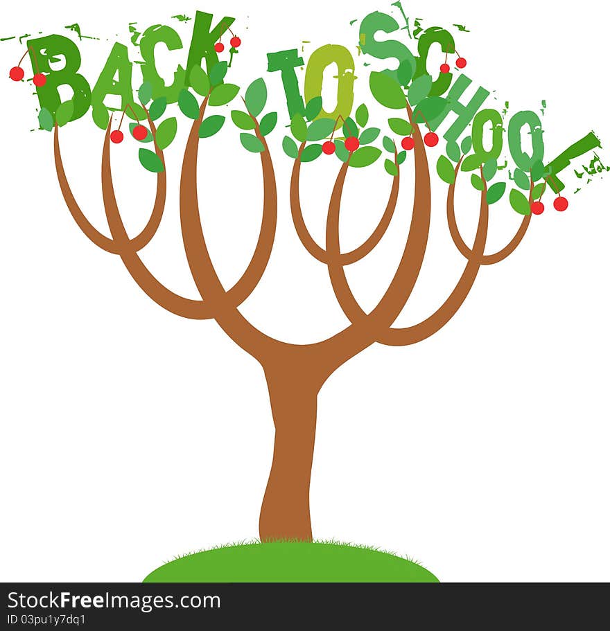 Back to school sign designed as tree