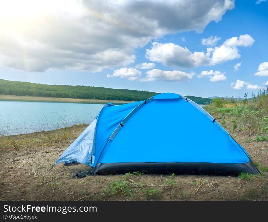 Tent by the lake