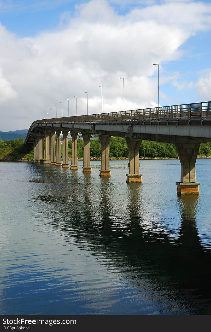 Road Bridge Over The Fjord.