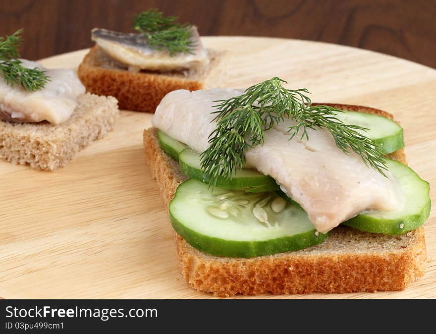 Herring on a piece of rye bread