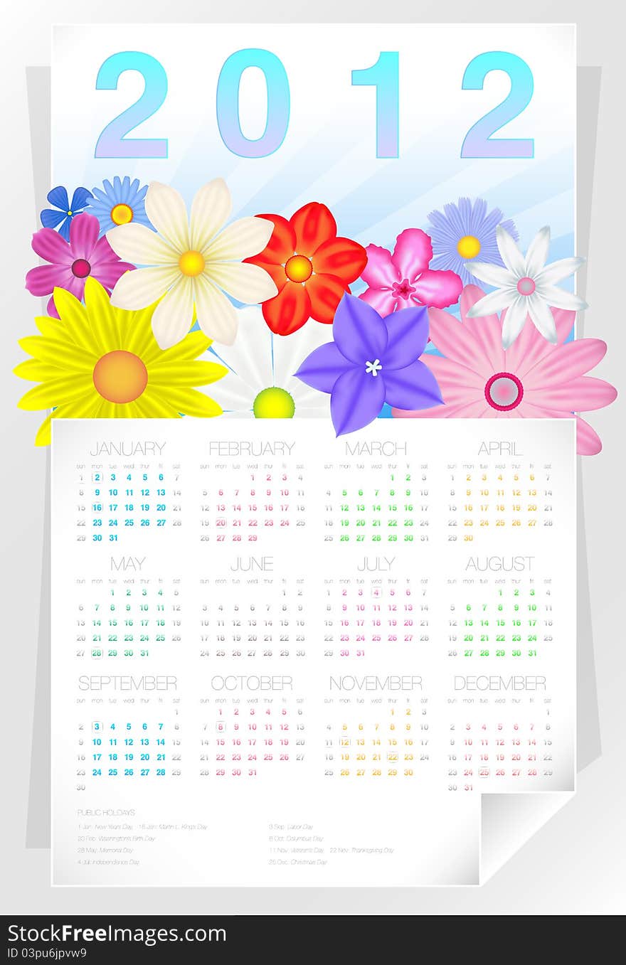 2012 Floral Year Calendar poster