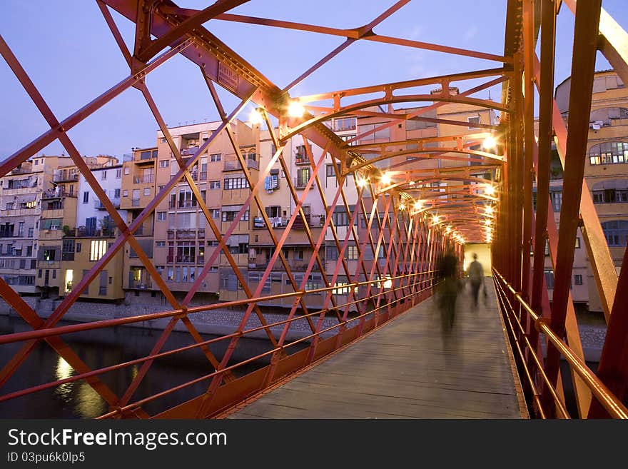 A view of the Girona's Eiffel Bridge, on of the most popular bridges in the City.