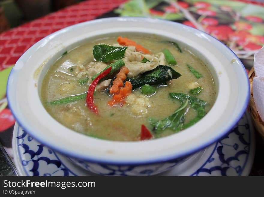 Asian Green Curry is a mixture of traditional asian spice that is served hot and spicy.