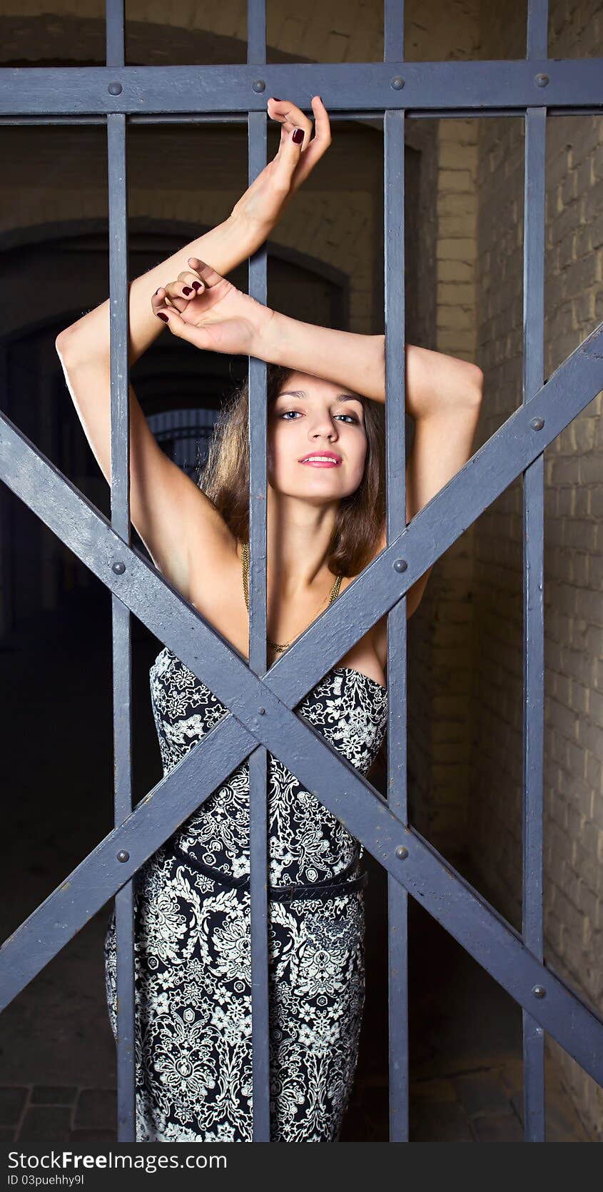 Young beautiful woman in old city. Young beautiful woman in old city.