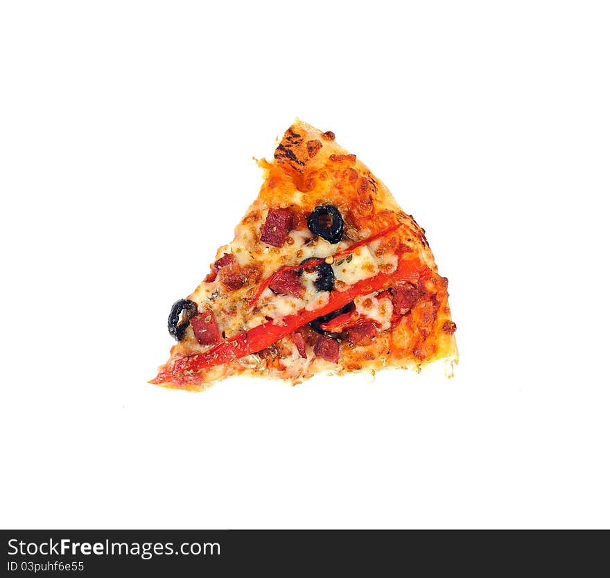 ItalianPizza Slice Over White Background