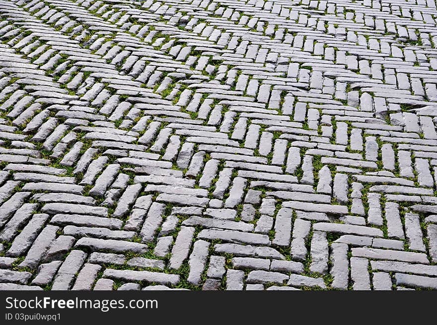 Vintage paved floor in San Gimignano, Italy