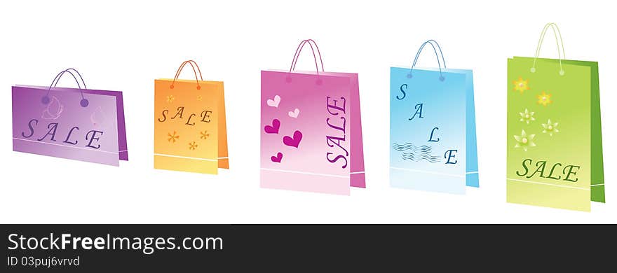 Colorful bags for shopping isolated. Vector illustration.