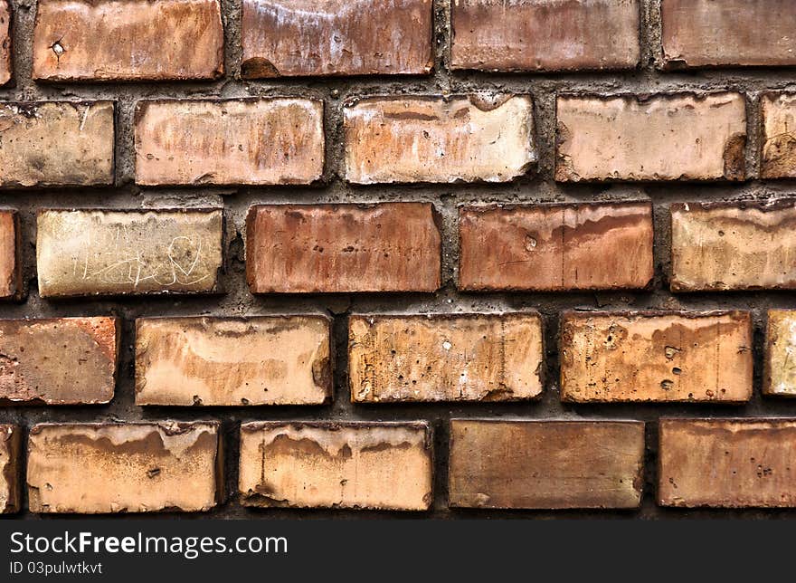 Texture of a brick wall closeup