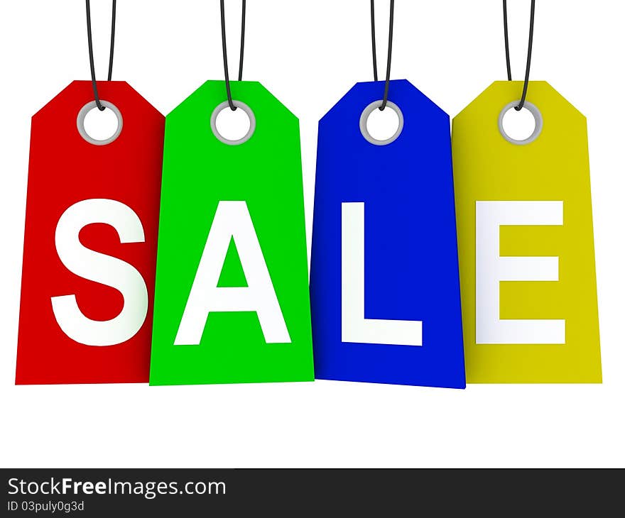 Sale colored labels 3d illustration