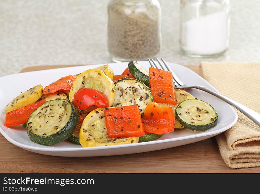 Baked Summer Squash And Peppers