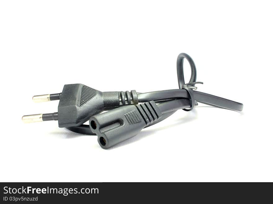 A power cord,A standard two pin plug and the wire to attach it to an appliance. A power cord,A standard two pin plug and the wire to attach it to an appliance.