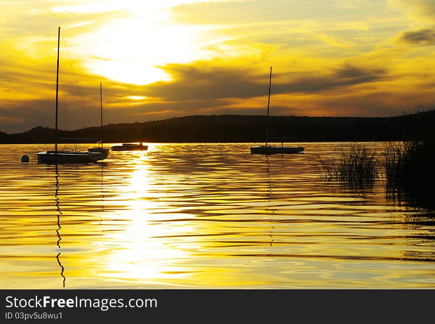 Sailboats at sunset on the Saint John River