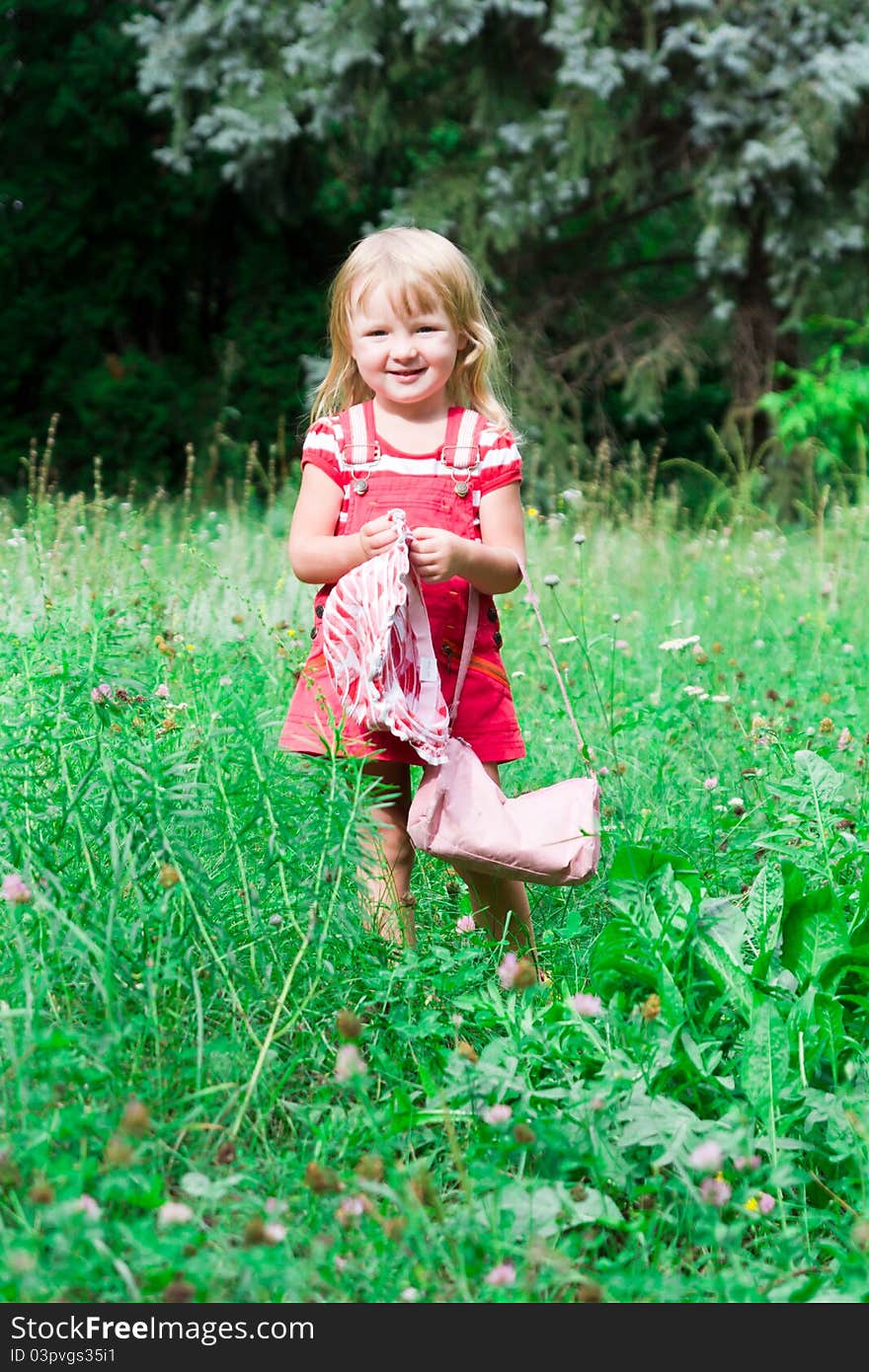 Beautiful girl in the meadow outdoor