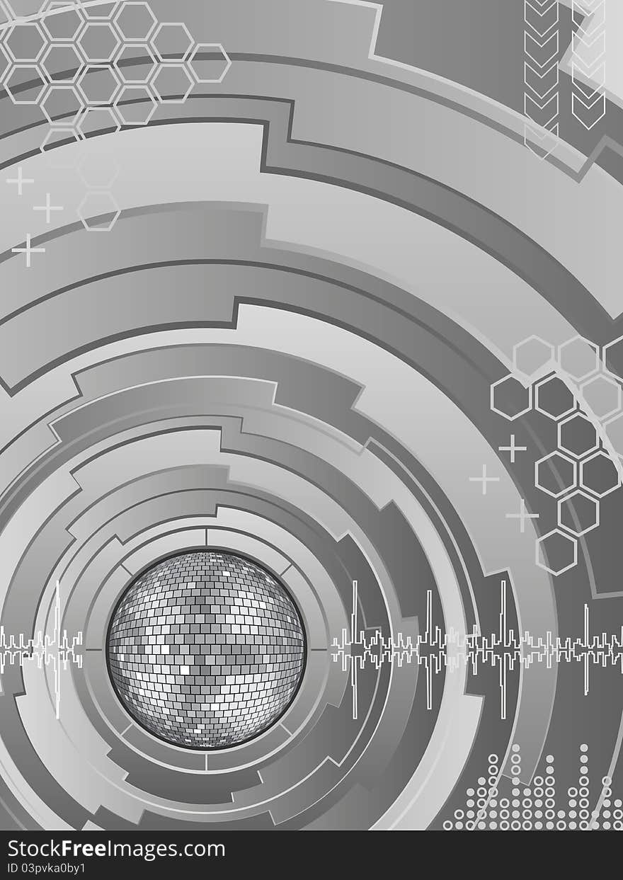 Abstract background with disco ball. Vector illustration.