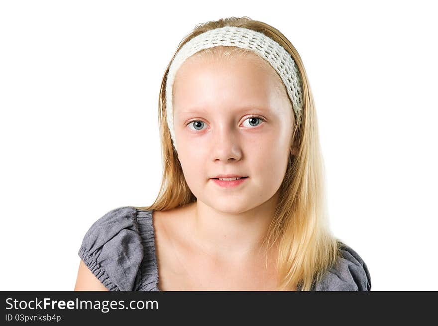 Portrait of a student teenager girl isolated on white backgro. Portrait of a student teenager girl isolated on white backgro