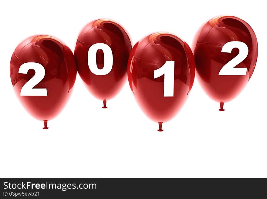 3d new year 2012 number on Ballon shape. 3d new year 2012 number on Ballon shape