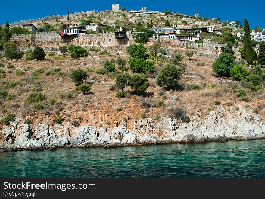 Settlement on a slope of mountain. Settlement on a slope of mountain