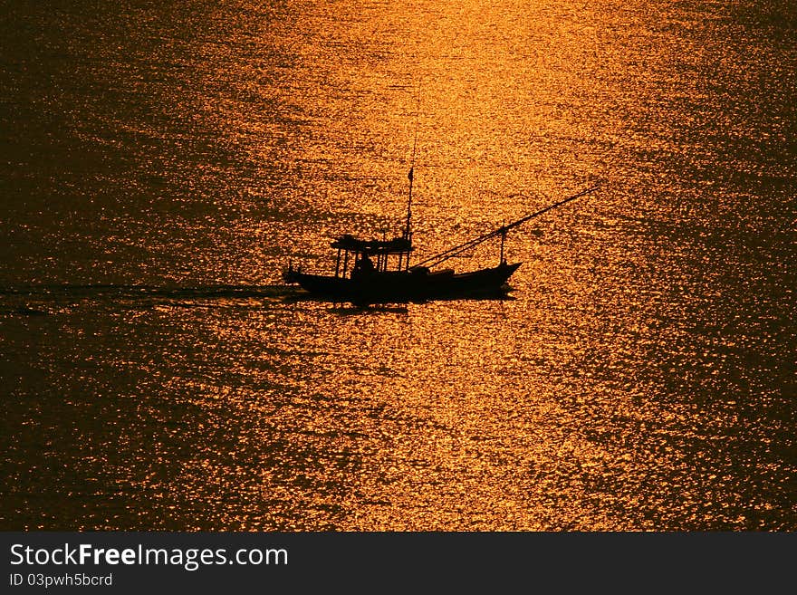 Fishing boat in Sunset