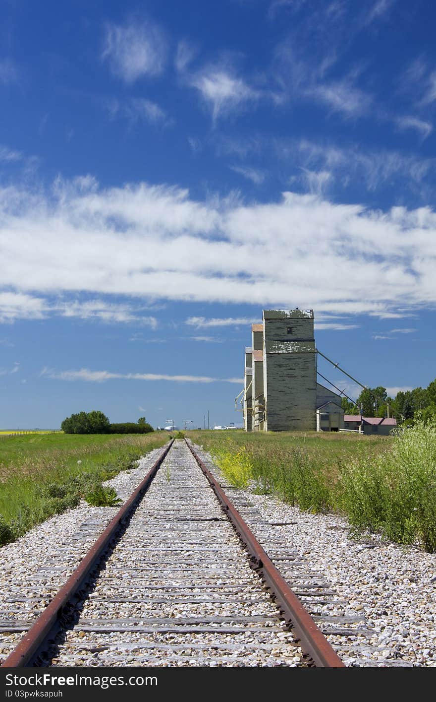 Three grain elevators at Mossleigh Alberta