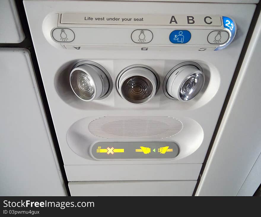 Air conditioning and lights give passengers a heads up on their flight. Air conditioning and lights give passengers a heads up on their flight