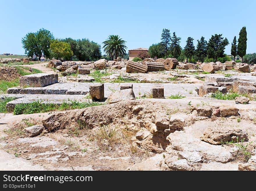 Ruins of antique Greek Temple in Sicily