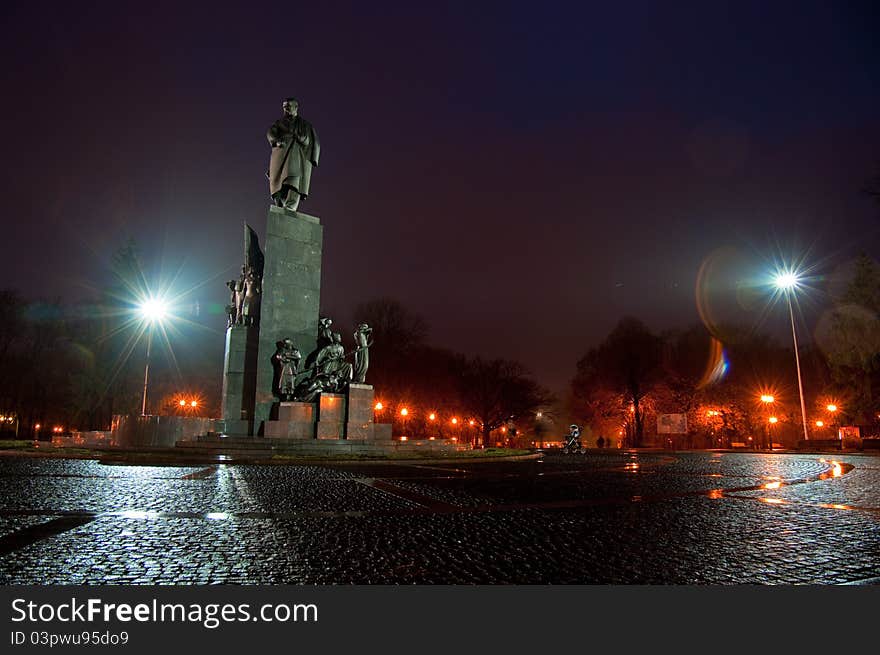 Shevchenko monument on a summer evening after rain