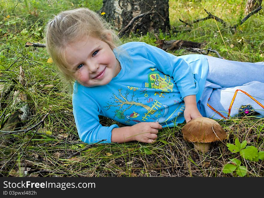 The child and a mushroom