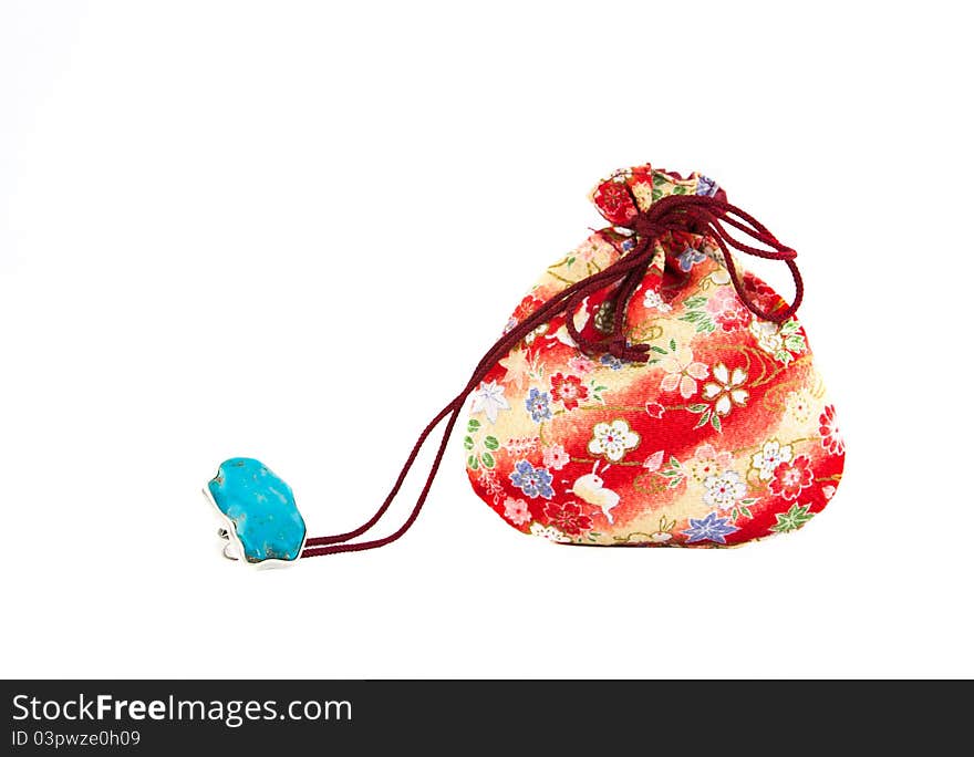 Small red bag for presents isolated on white background. Small red bag for presents isolated on white background