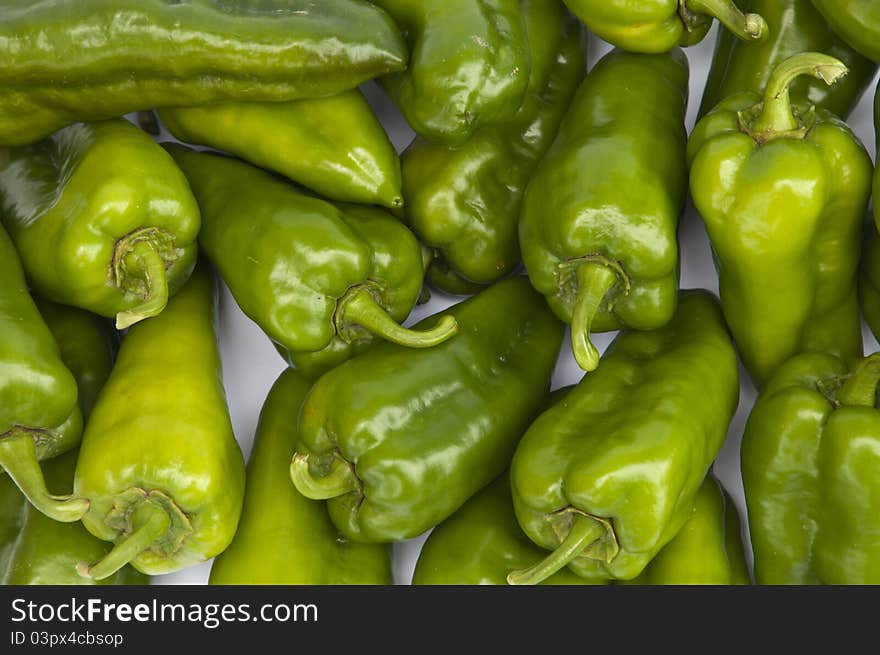 Green Peppers on white background