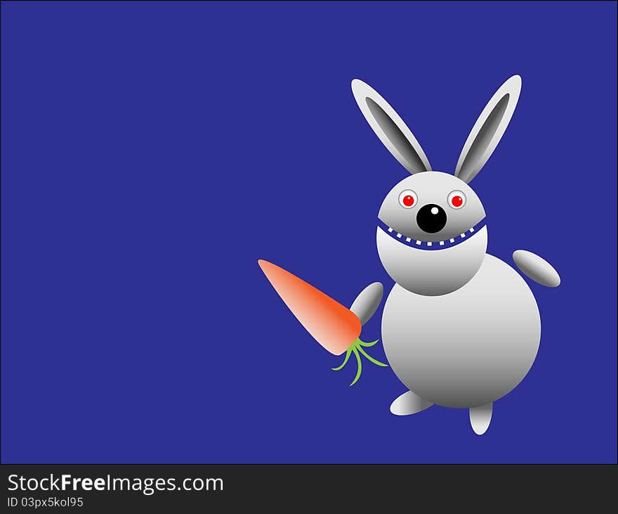 Cartoon funny rabbit on blue background.vector