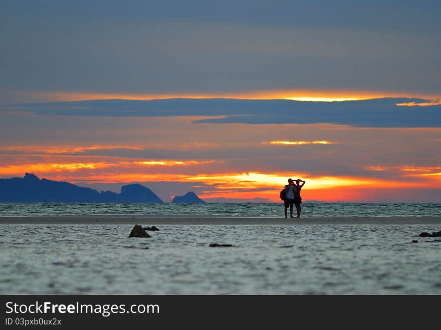 Sunset time at the ocean koh samui thailand.