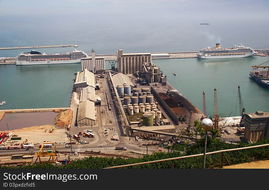 View Over Barcelona Harbor Industry