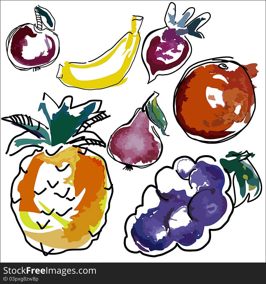 Vector illustration - set of fruits