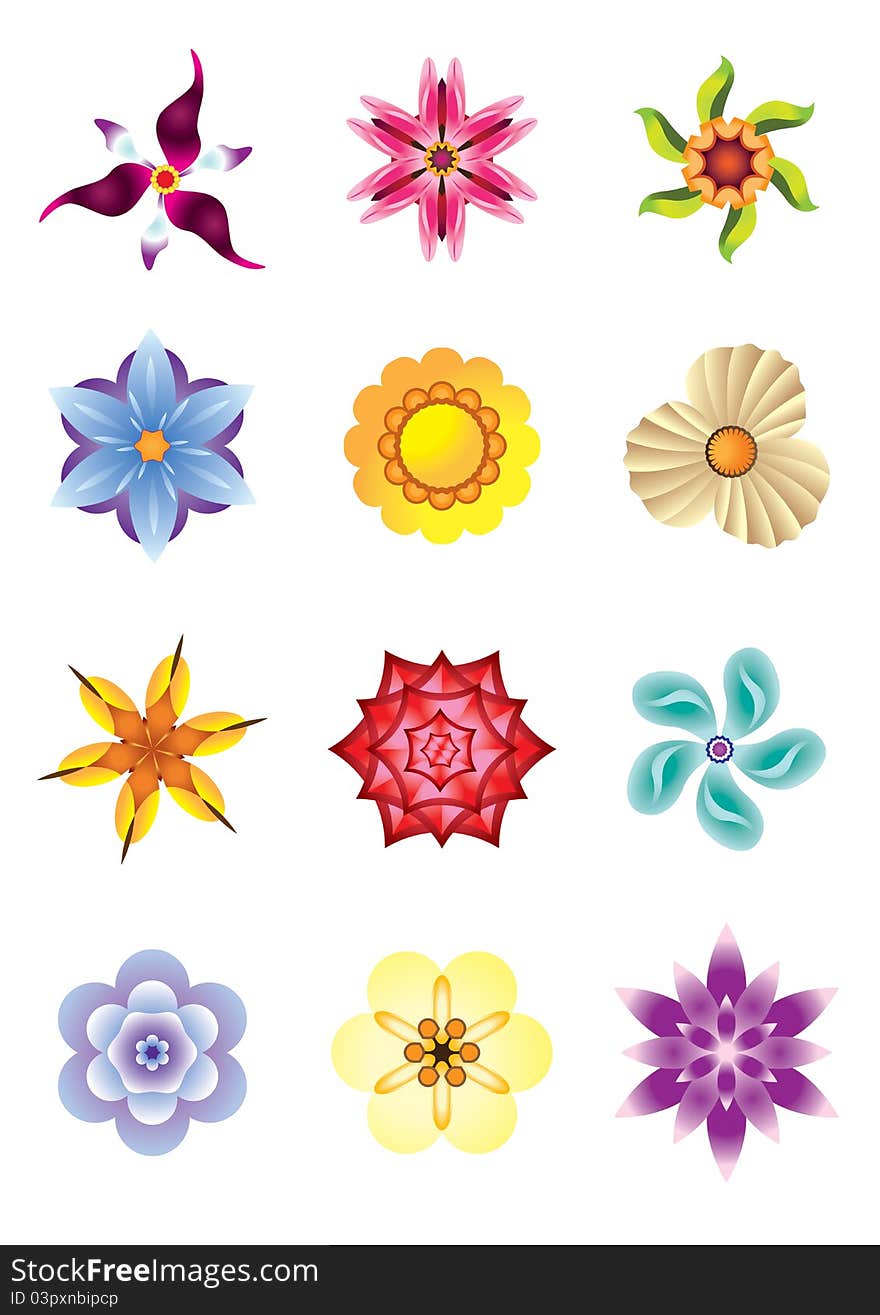 Colourful flower icons