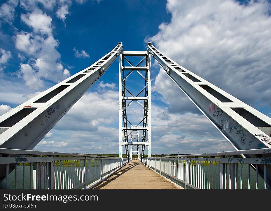 Modern Steel Bridge Over River