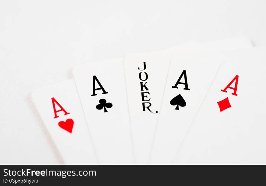 A macro of all the aces and a joker in the middle