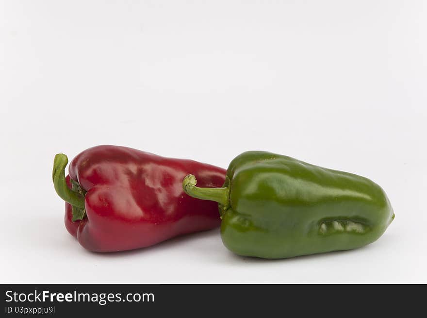 Peppers on a white background