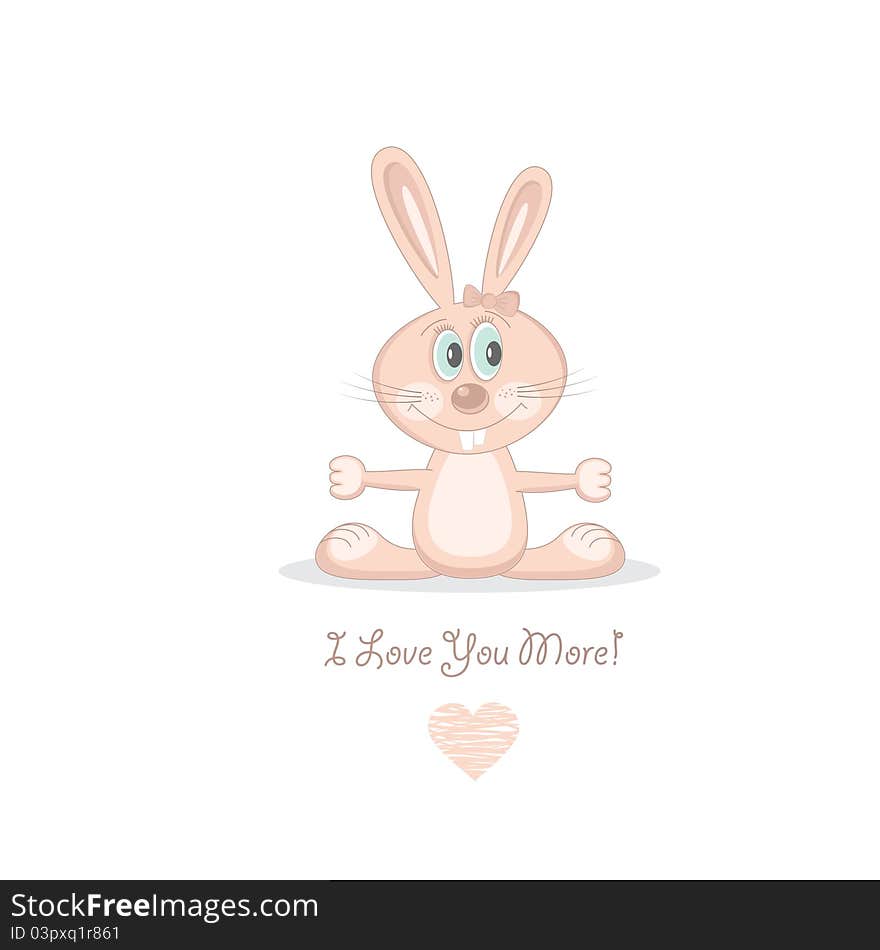 Pink love rabbit, vector illustration