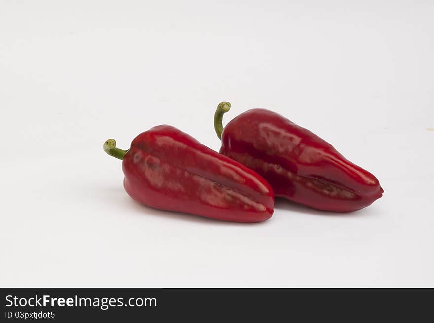 Red Peppers on a white background