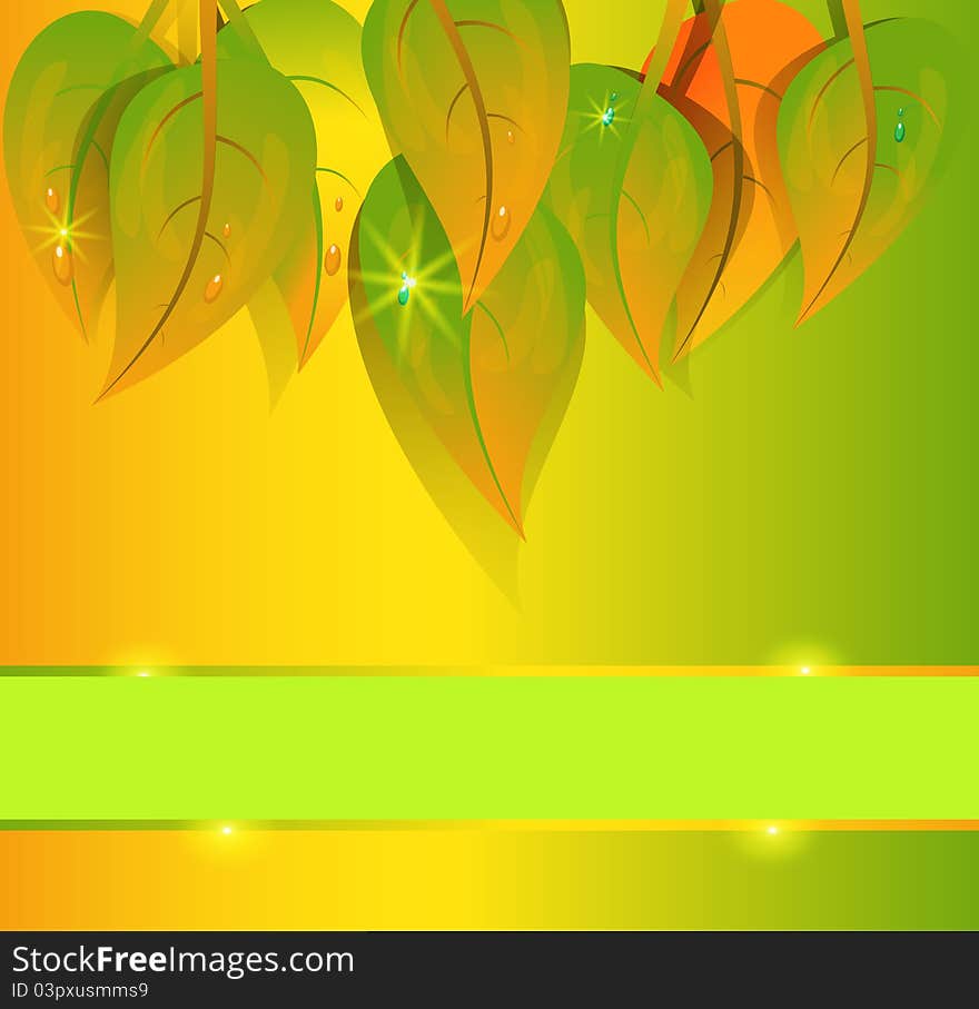 Vector autumn background and group yellow leaf